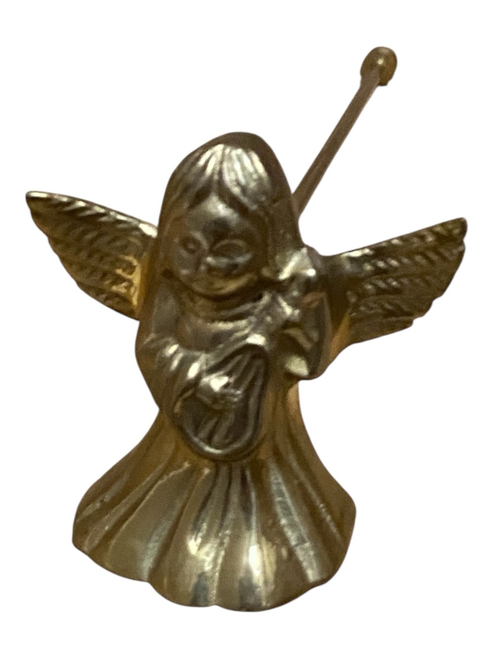Vintage Solid Brass Angel Long Stem Flame Candle Snuffer Gold Color